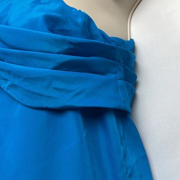 Baja East Blue One Shoulder top with frayed hem size 00 EUC - Picture 7 of 12